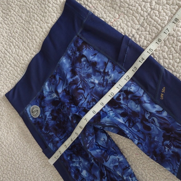 Platinum Sun Size Small UPF50 Blue Mesh Panel Vent Leggings - Picture 7 of 16